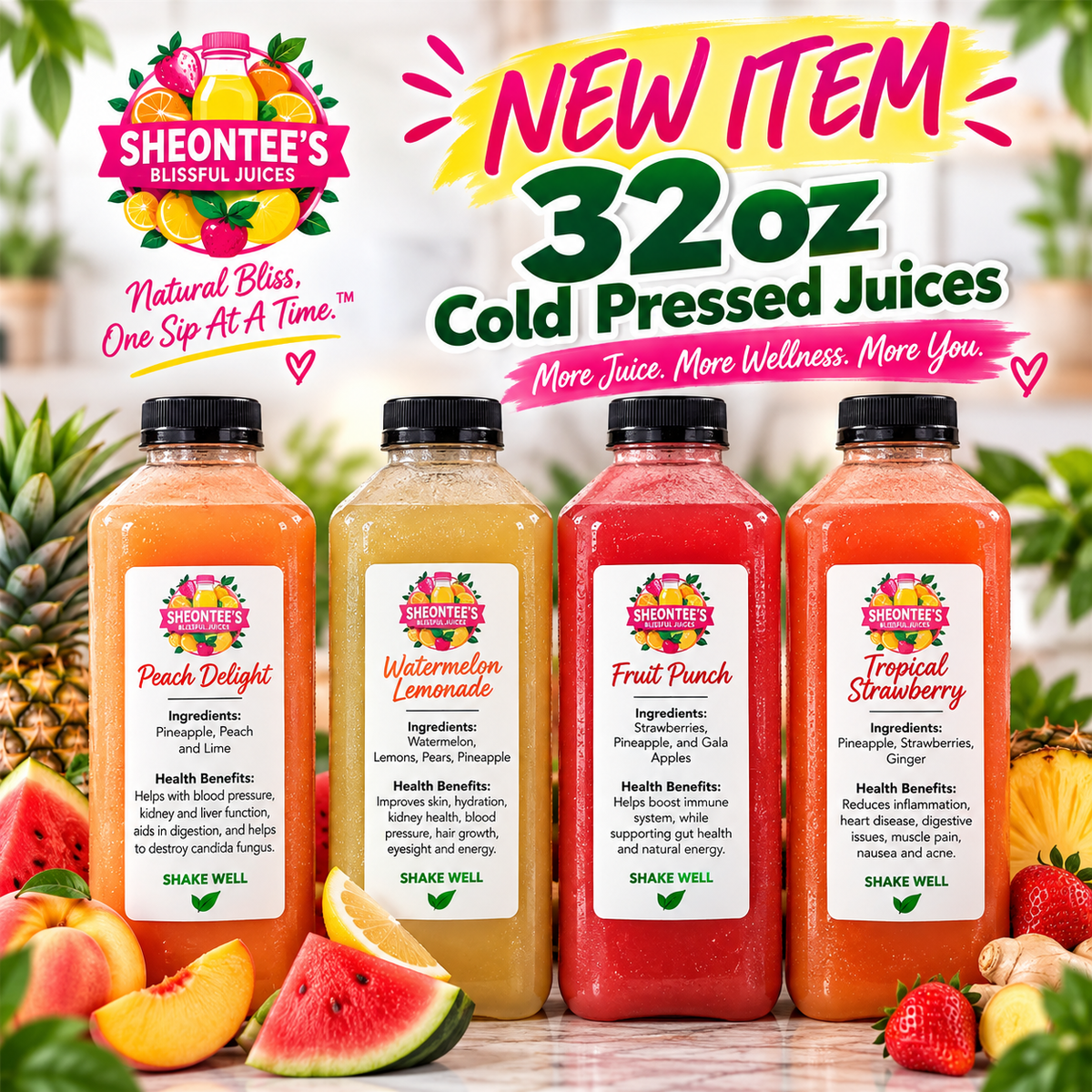 32oz All Natural Cold Pressed Juices