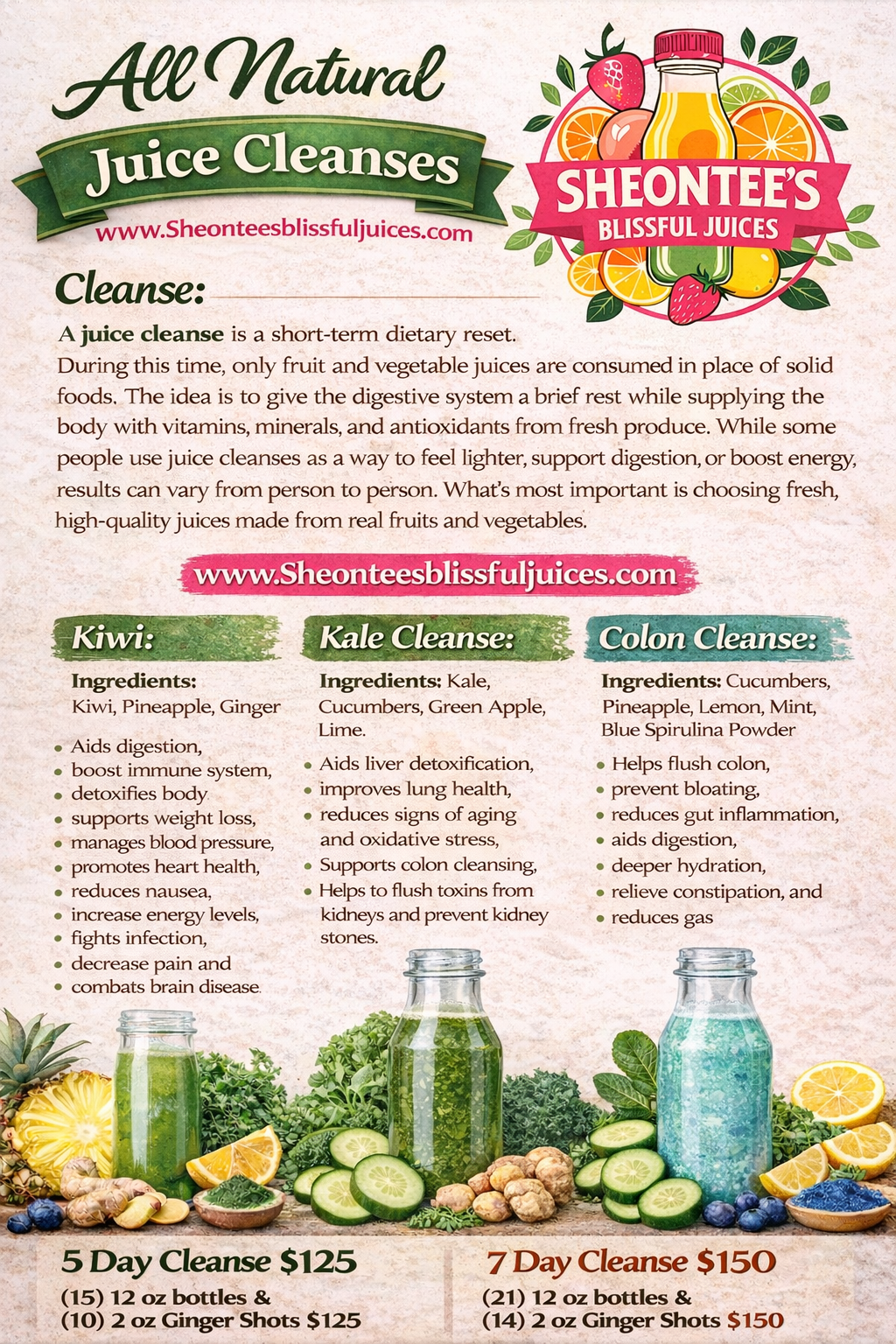 5 Day Juice Cleanse with 15 Juices & 10 Ginger Shots