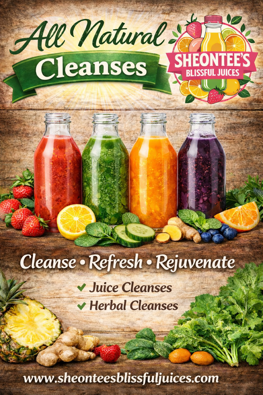 5 Day Cleanse: (15) 12 oz bottles (10) 2 oz Ginger Shots