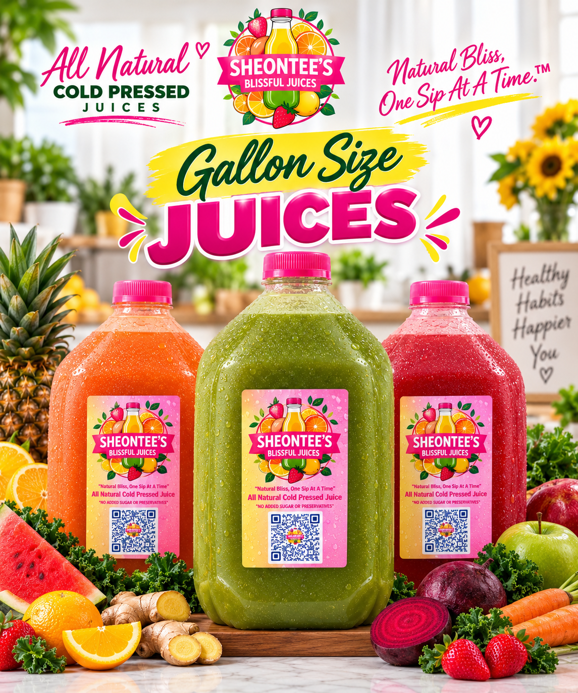 All Natural Cold Pressed (1) Gallon Juices